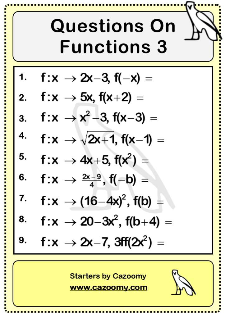 Functions Worksheets Practice Questions And Answers Cazoomy