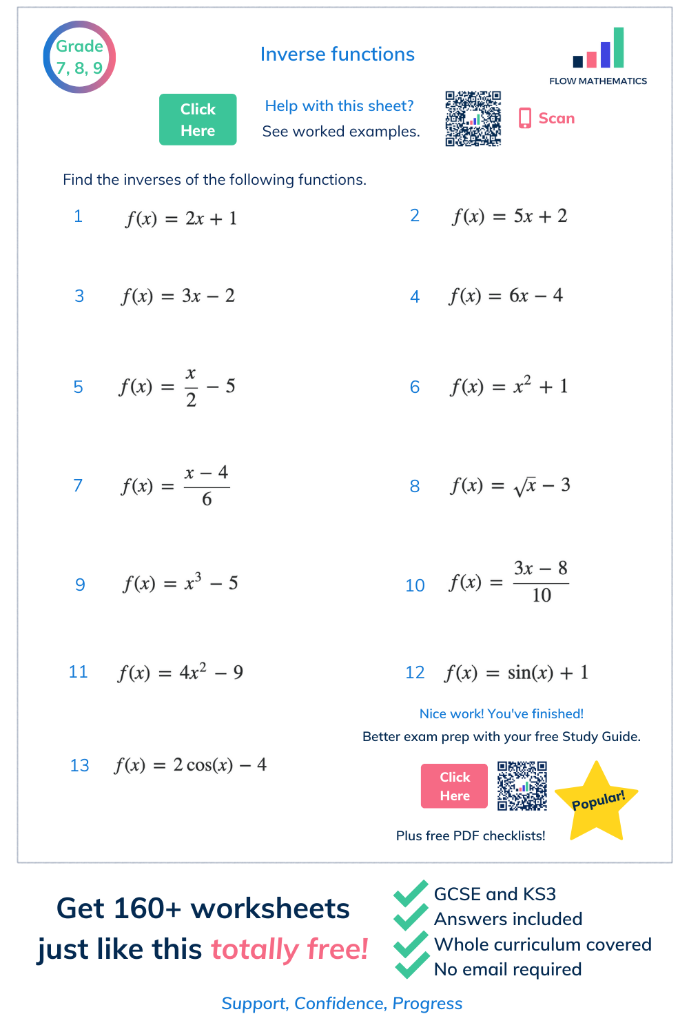 Free Printable Inverse Matix Worksheet