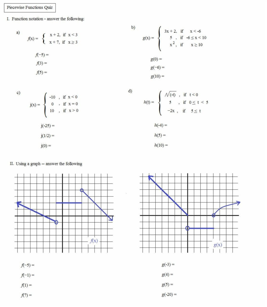 Worksheet Piecewise Functions Algebra 2 Answers Db excel