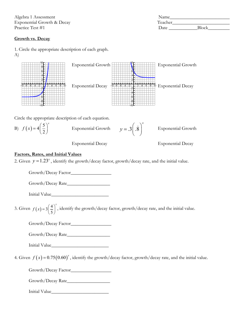 Transformation Of Exponential Functions Worksheet With Answers Pdf