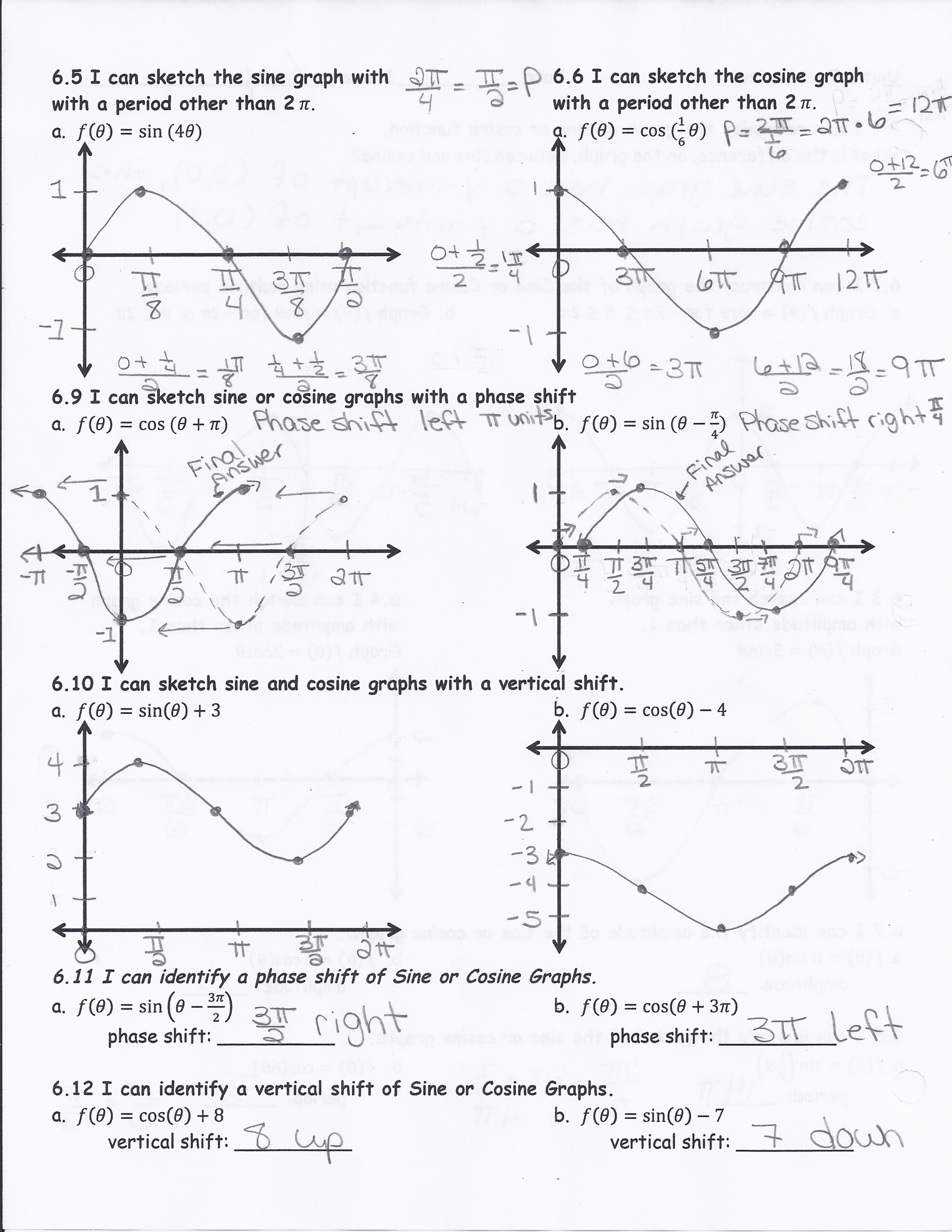 unit 12 trigonometry homework 8 graphing trigonometric functions answer key