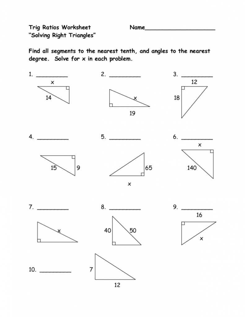 Trigonometric Ratios Worksheet Answers Db excel