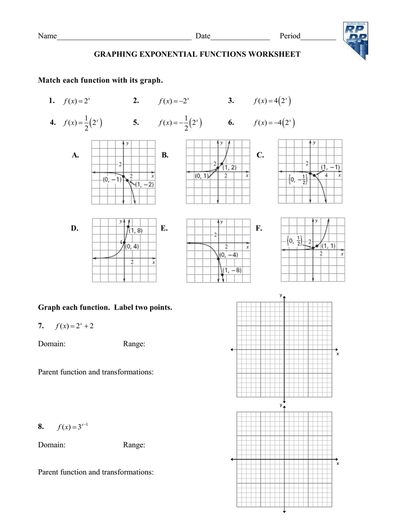 Answer Graphing Exponential Functions Worksheet Worksheet