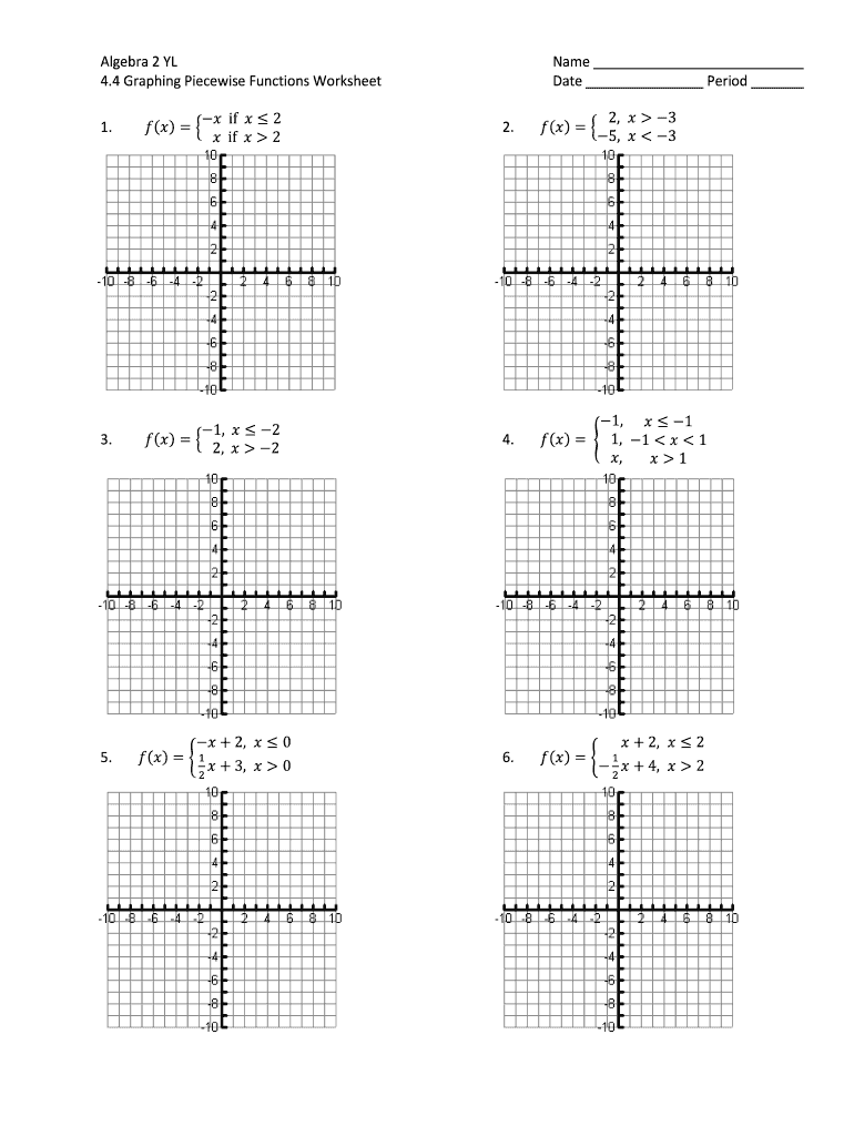 Graphing Piecewise Functions Worksheet With Answers Pdf Fill Online