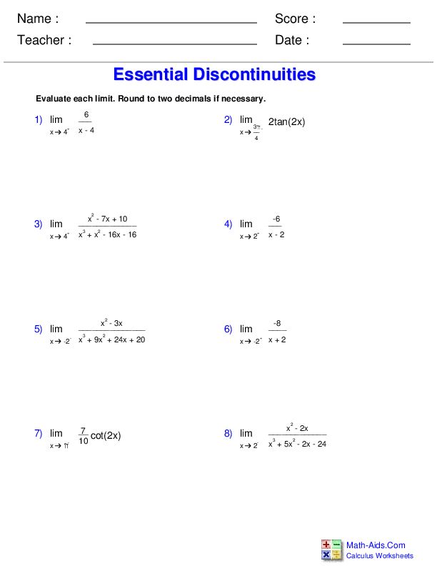 Limits Of Trigonometric Functions Worksheet With Answers Pdf