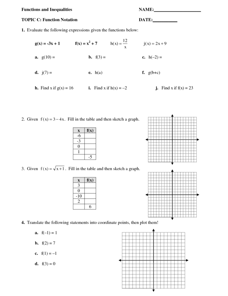 15 Function Notation Algebra Worksheets Worksheeto