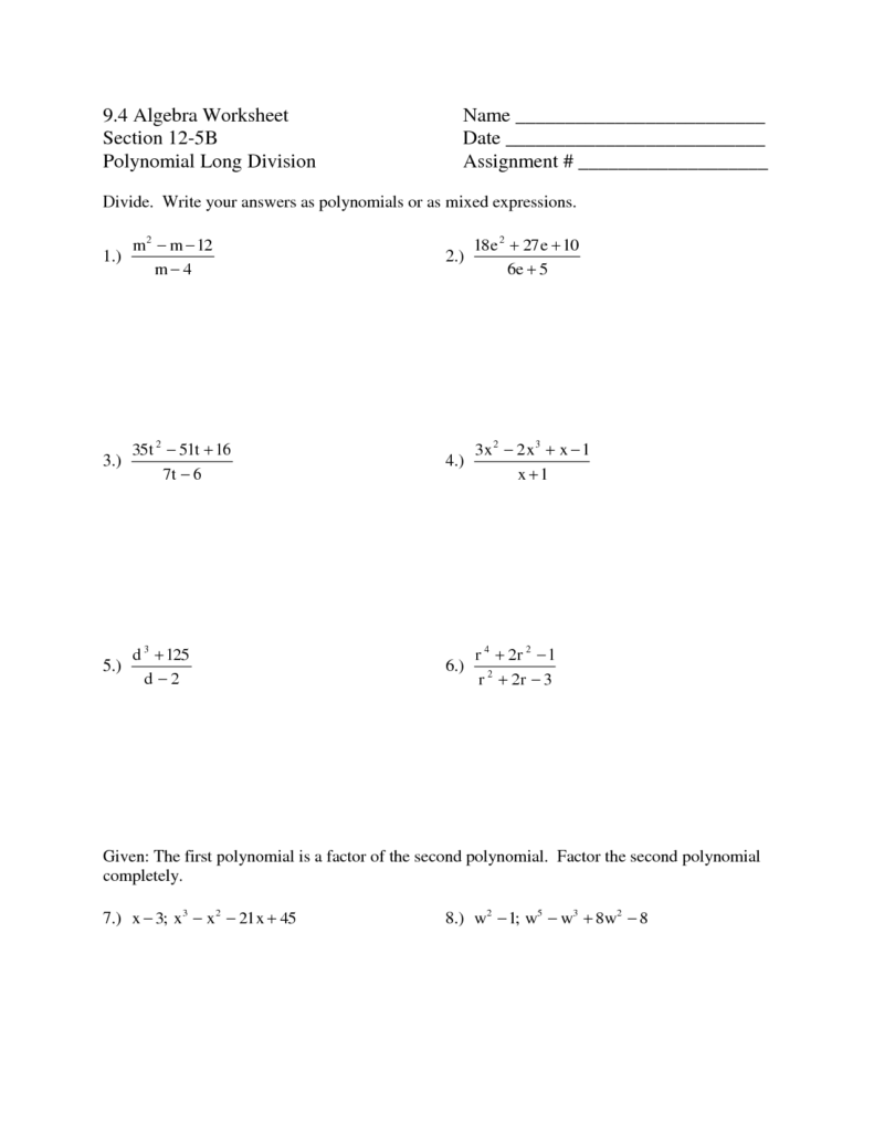 17 Fun Polynomial Worksheets Worksheeto