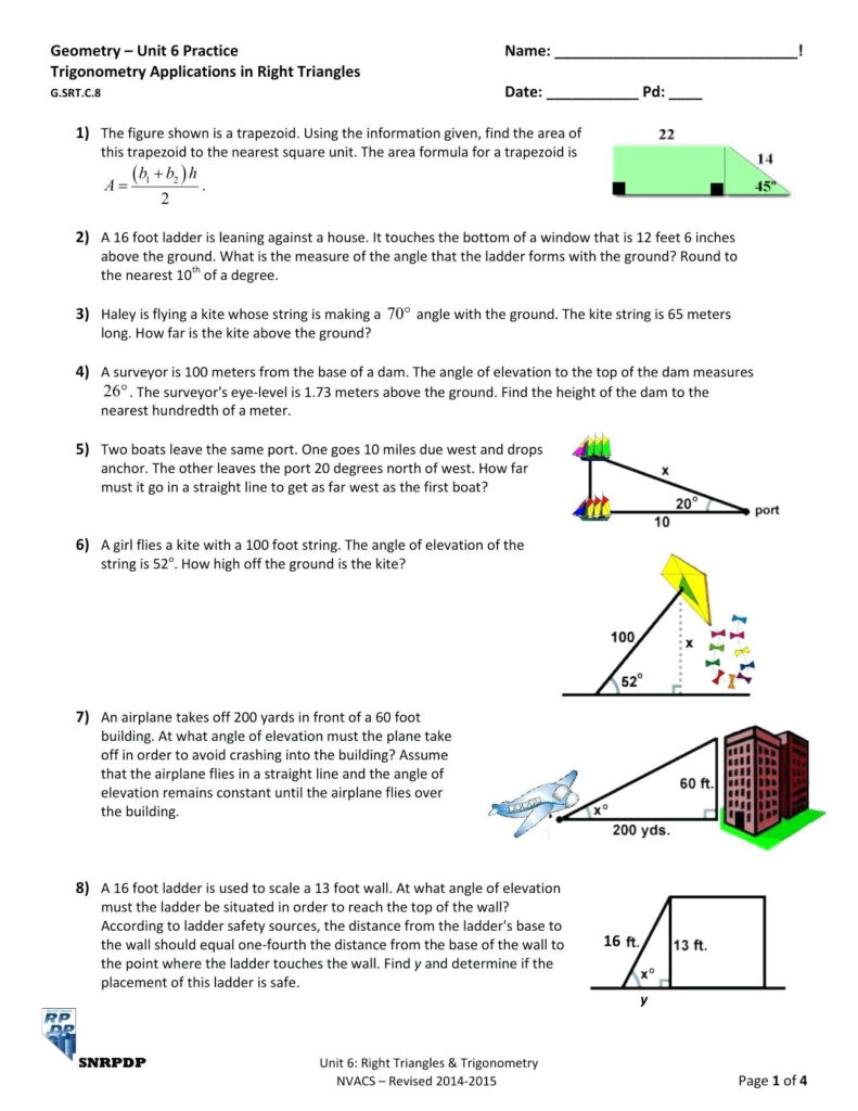 30 Trig Word Problems Worksheet Answers Education Template