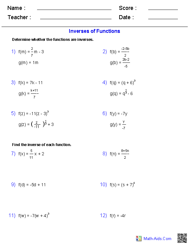 Algebra 2 Composite Functions Worksheet Free Worksheet