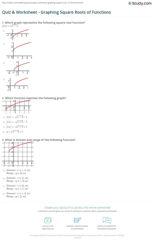 Algebra 2 Graphing Square Root Functions Worksheet Answers Tutordale