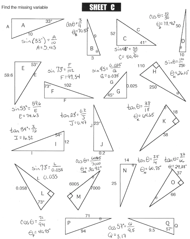 Right Triangle Trig Worksheet Ivuyteq