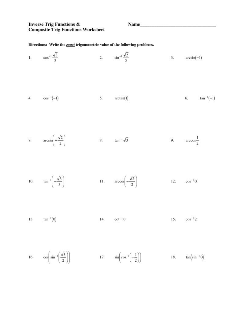 Simplifying Trigonometric Expressions Worksheet