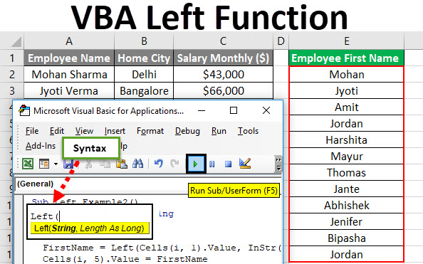 VBA Left Function How To Use Excel VBA Left Function